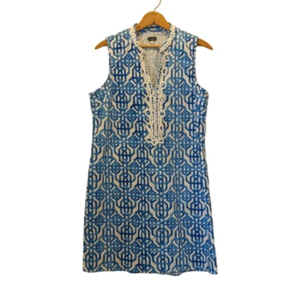 Mud Pie Women's Size L 12-14 Sleeveless Geometric Print One Piece Dress - Picture 1 of 16